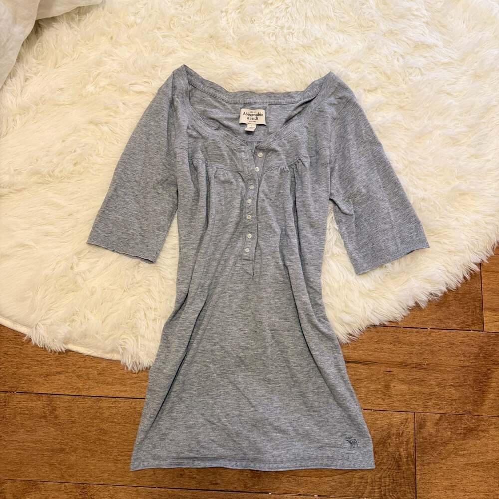 Abercrombie & Fitch Gray Henley Shirt Size L - Picture 1 of 4